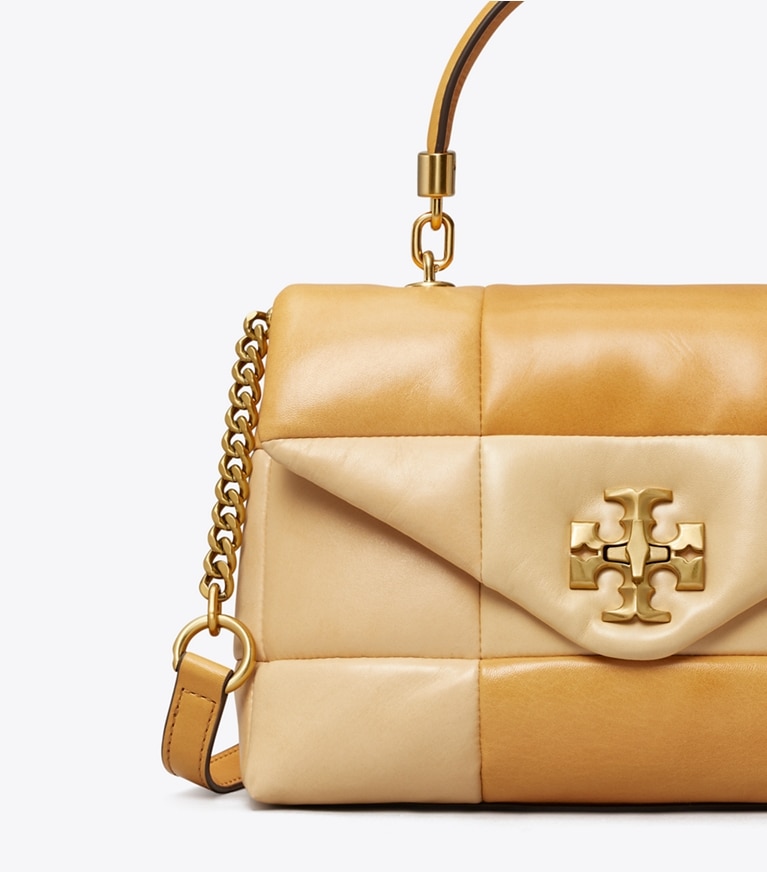 Tory Burch designer satchels Kira Patchwork Small Top-Handle Satchel  in GOLDEN STRAW MIX angle
