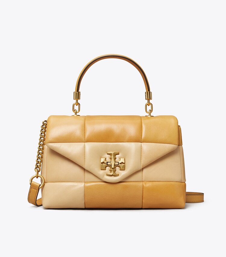Tory Burch designer satchels Kira Patchwork Small Top-Handle Satchel  in GOLDEN STRAW MIX front