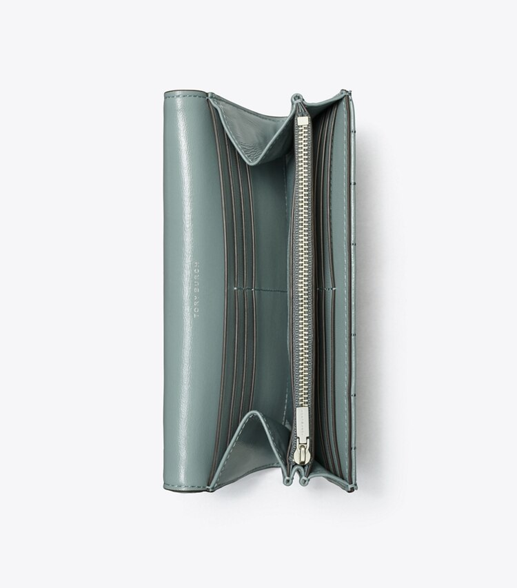 Tory Burch designer wallets Kira Patent Envelope Wallet in Snow Cloud overhead