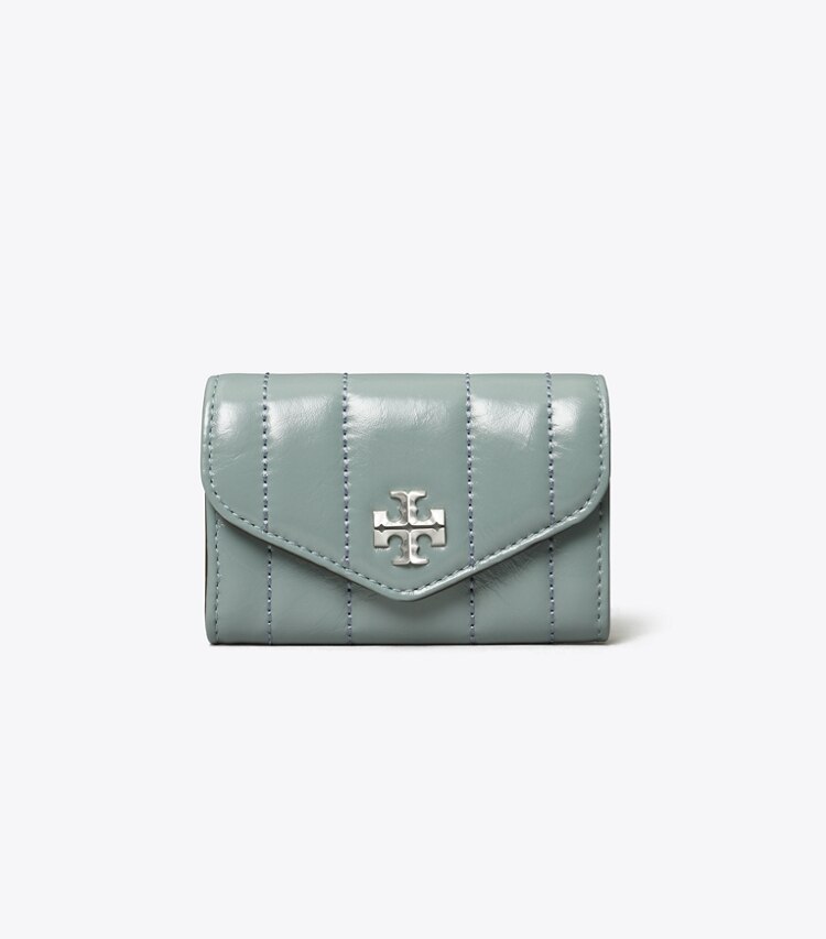 Tory Burch designer card cases Kira Patent Flap Card Case in Snow Cloud front