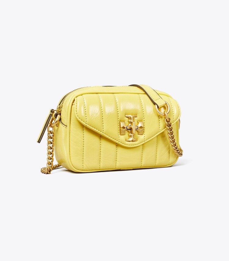 Tory Burch designer crossbody bags Kira Patent Mini Camera Bag in Vintage Lemon angle