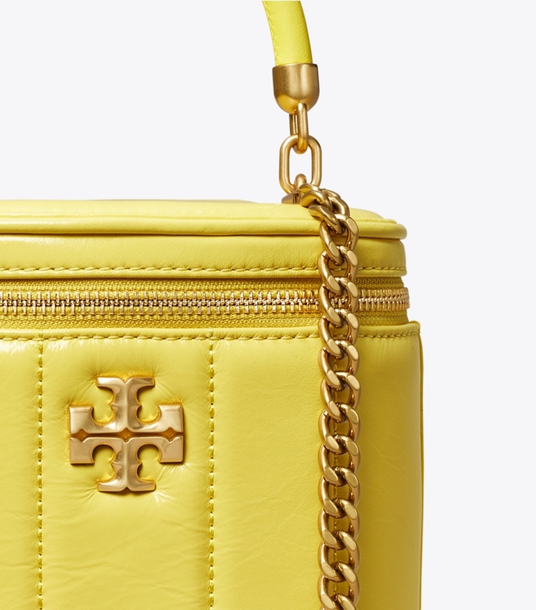 Tory Burch designer crossbody bags Kira Patent Vanity Case in Vintage Lemon angle