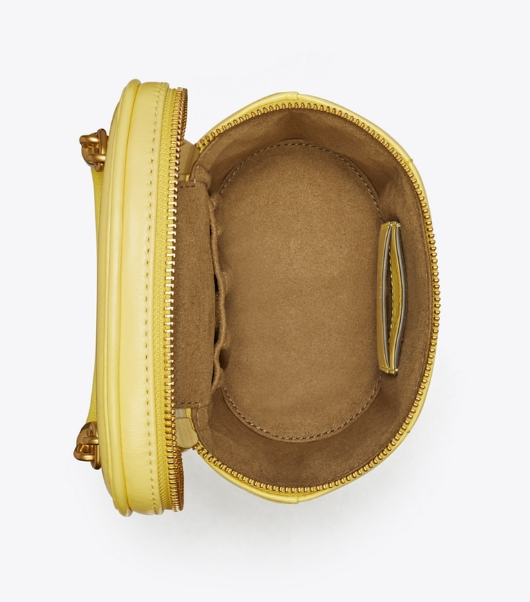 Tory Burch designer crossbody bags Kira Patent Vanity Case in Vintage Lemon angle