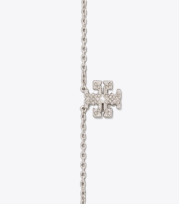 Tory Burch designer necklaces Kira Pavé Delicate Necklace in Tory Silver/Crystal detail