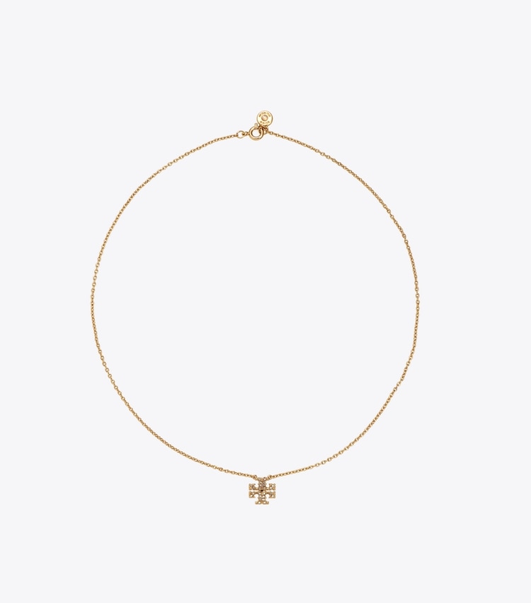 Tory Burch designer necklaces Kira Pavé Delicate Necklace in Tory Gold/Crystal front