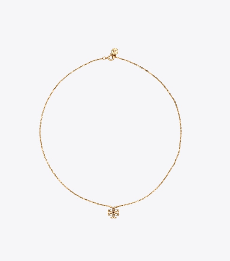 Tory Burch designer necklaces Kira Pavé Delicate Necklace in Tory Gold/Crystal front
