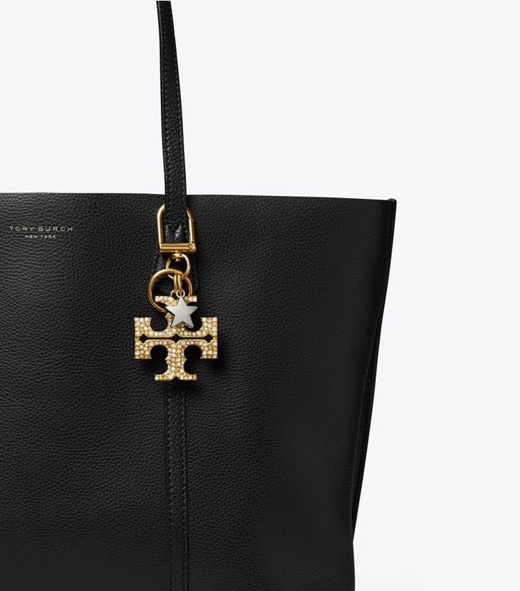 Tory Burch designer bag charms & key rings Kira Pavé Star Logo Key Charm in Rolled Gold detail