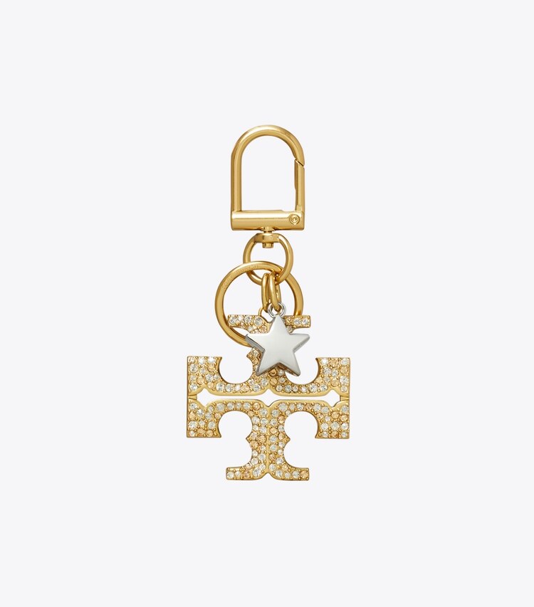Tory Burch designer バッグチャーム＆キーリング キラ パヴェ スター ロゴ キーリング in Rolled Gold front