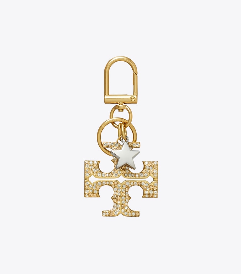 Tory Burch designer バッグチャーム＆キーリング キラ パヴェ スター ロゴ キーリング in Rolled Gold front