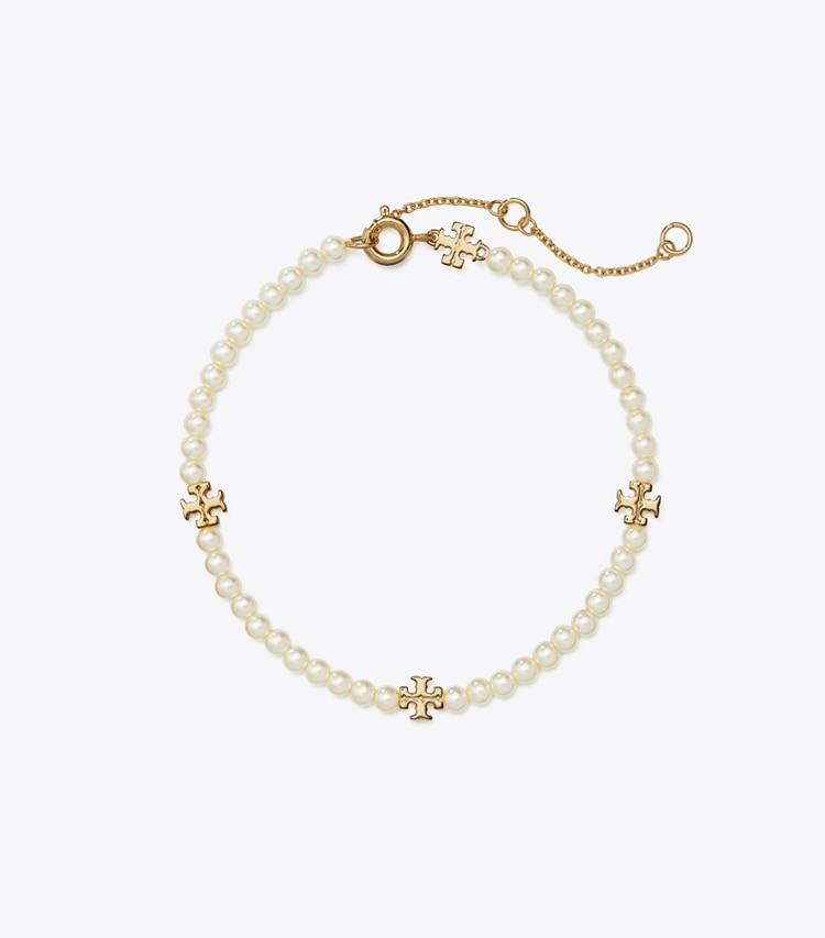 Tory Burch designer bracelets Kira Pearl Bracelet in Tory Gold / Pearl front
