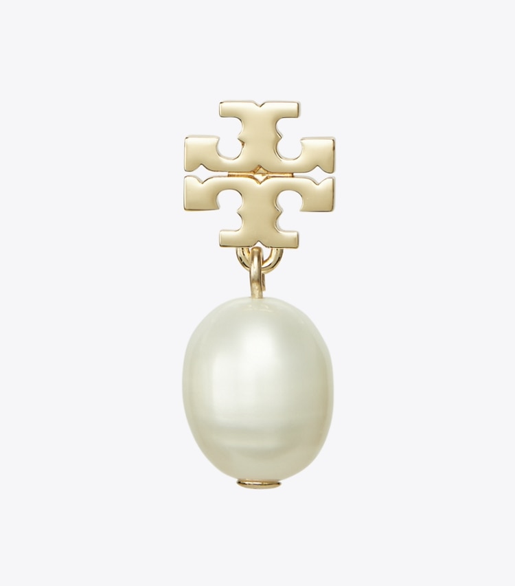 Tory Burch designer earrings Kira Pearl Drop Earrings in Tory Gold/Ivory detail