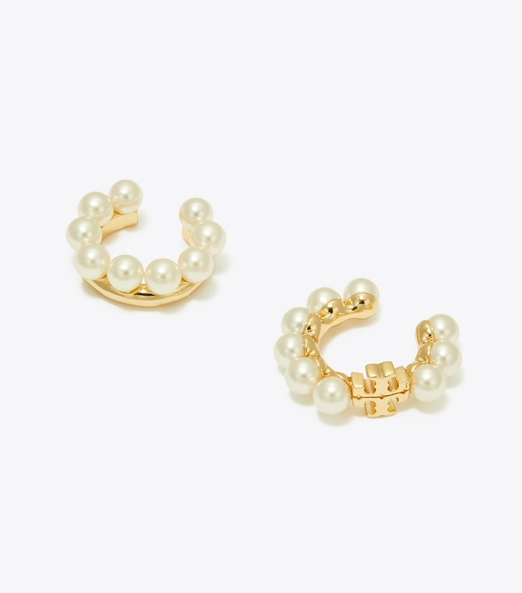 Tory Burch designer イヤリング＆ピアス キラ パール イヤーカフ セット in Tory Gold / Pearl ディテール