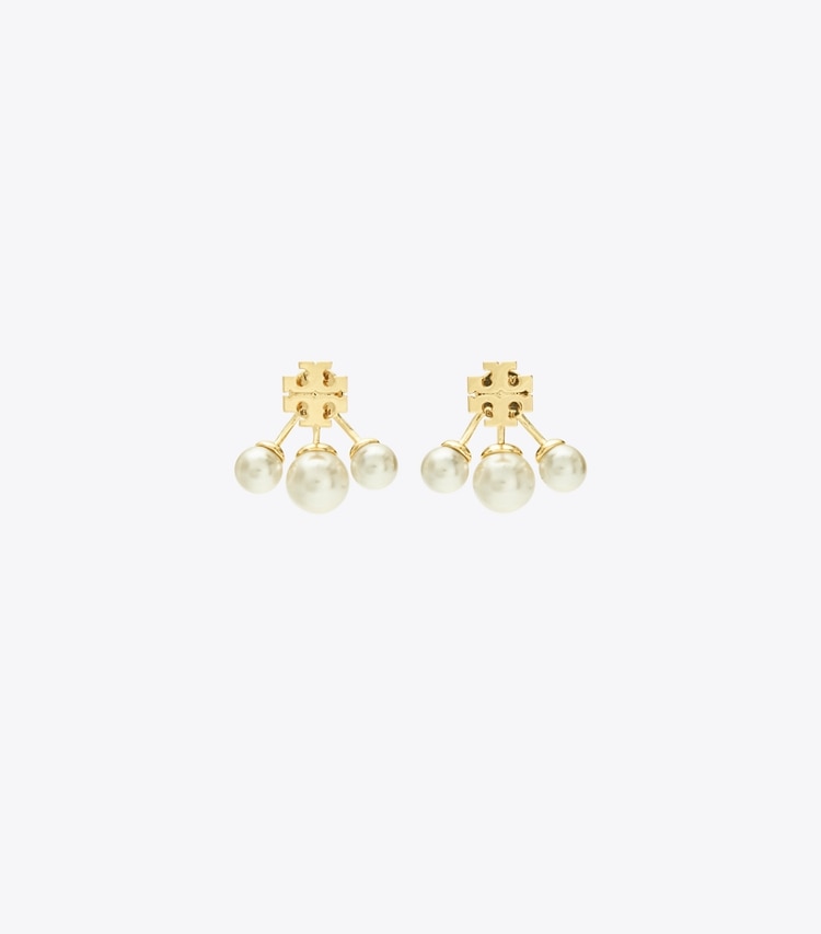 Tory Burch designer イヤリング＆ピアス キラ パール フロントバック ピアス in Tory Gold / Cream front
