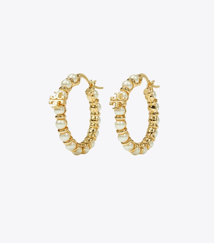 Kira Pearl Hoop Earring: Women's Designer Earrings | Tory Burch