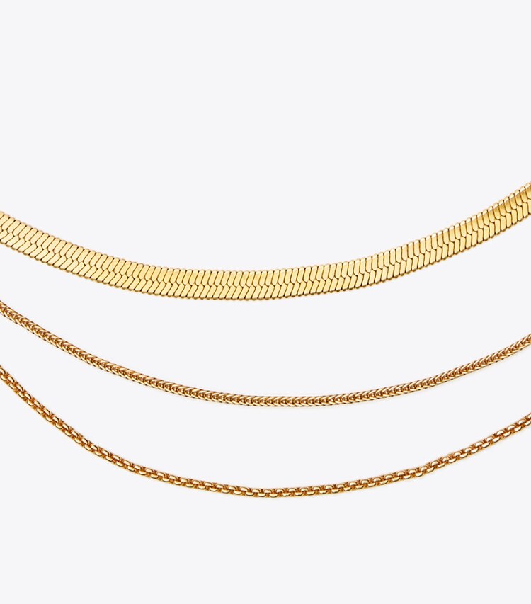 Tory Burch designer necklaces Kira Pearl Layered Necklace in Tory Gold / Tory Gold detail