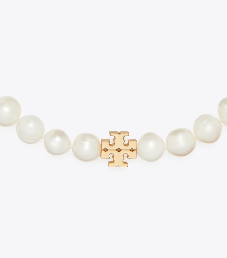 Tory Burch designer necklaces Kira Pearl Necklace in Tory Gold / Cream detail