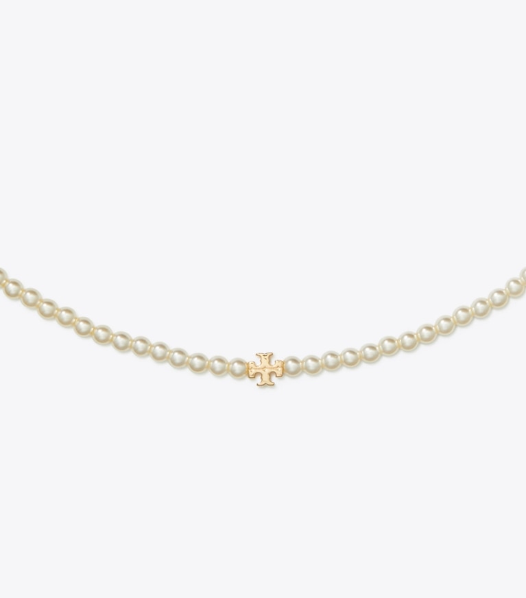 Tory Burch designer necklaces Kira Pearl Necklace in Tory Gold / Pearl front