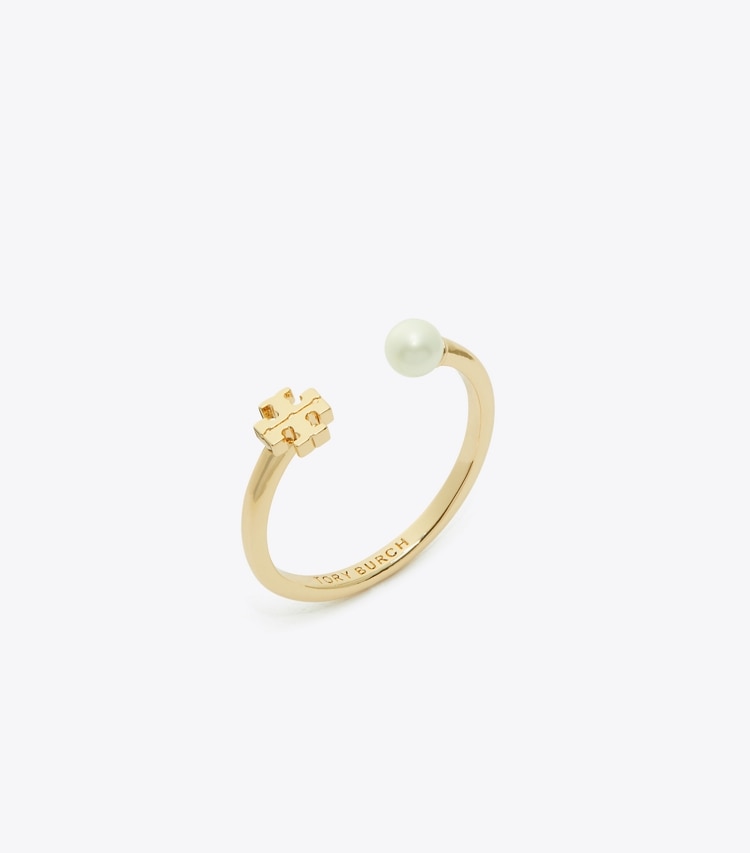 Tory Burch designer リング キラ パールリング in Tory Gold / Ivory angle