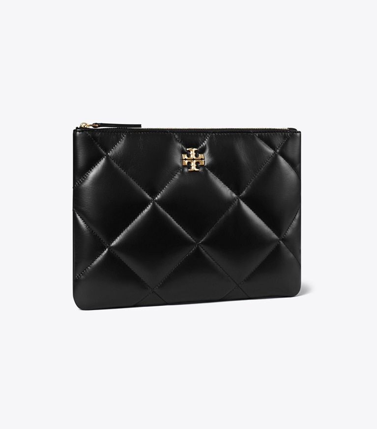 Tory Burch designer portemonnais Kira Pouch mit Rautensteppung in Black angle
