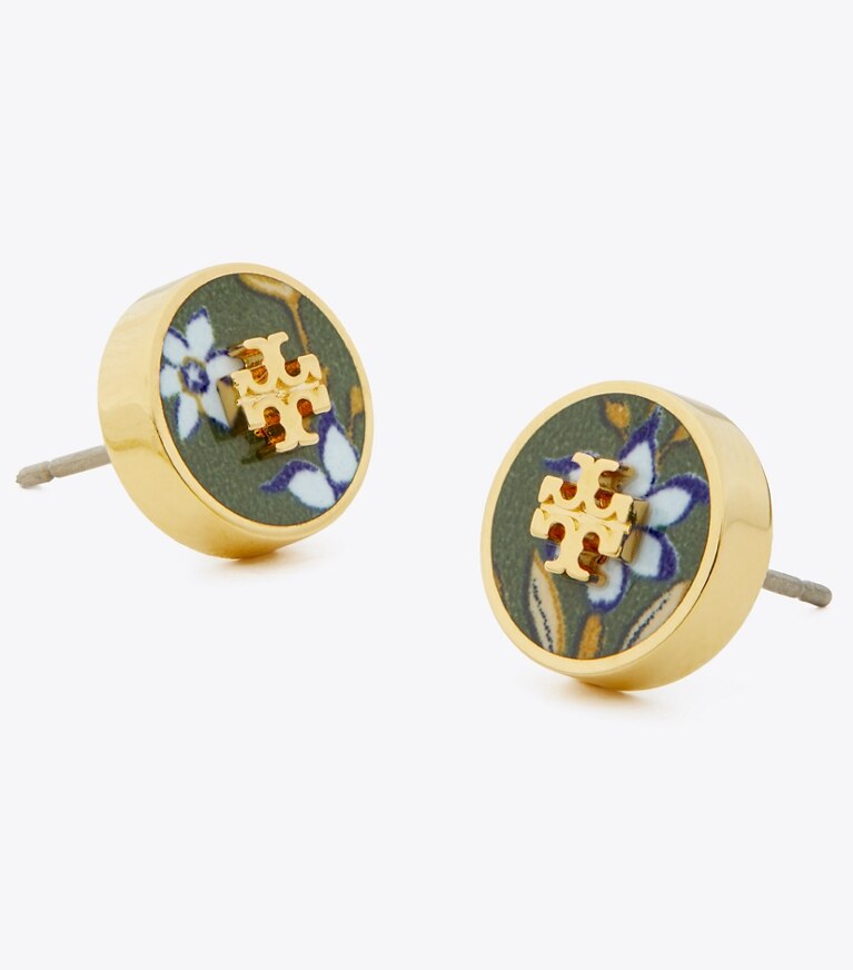 NWT Tory Burch Kira Enamel Pavé Circle Studs in on sale 18k Gold & Black $118