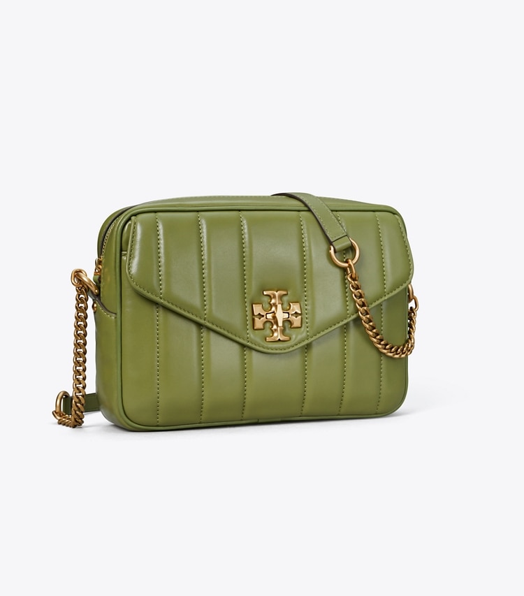 Tory Burch designer crossbody bags Kira Quilted Camera Bag in Daphne / Rolled Gold angle