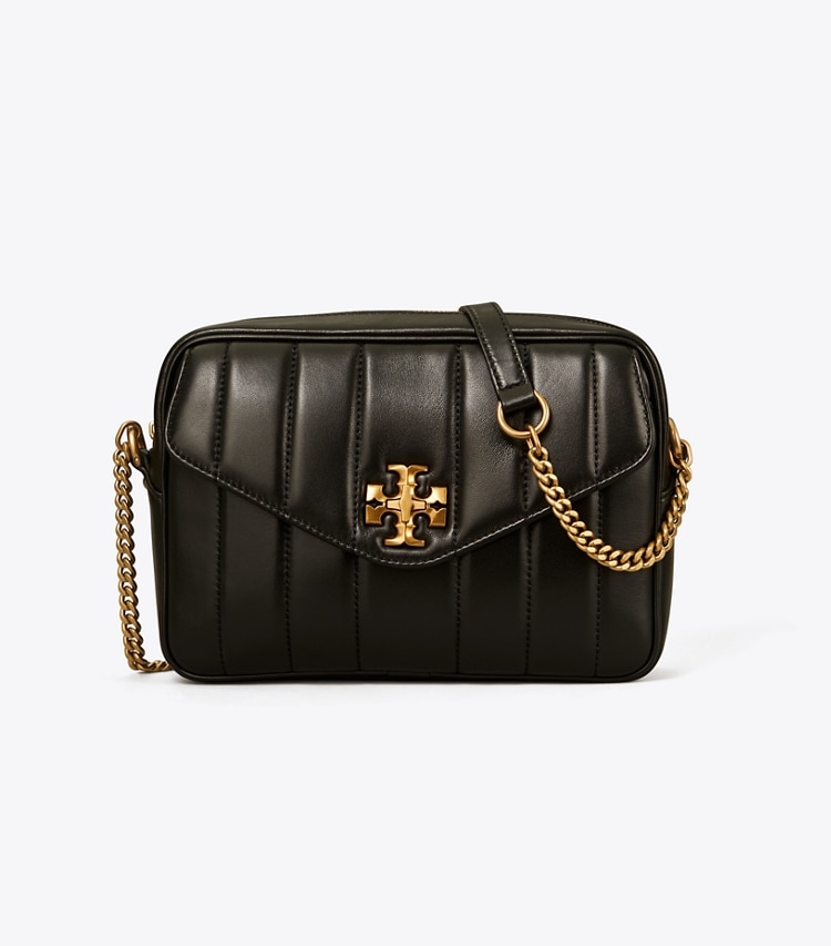 Tory Burch designer crossbody bags Kira Quilted Camera Bag in Black front