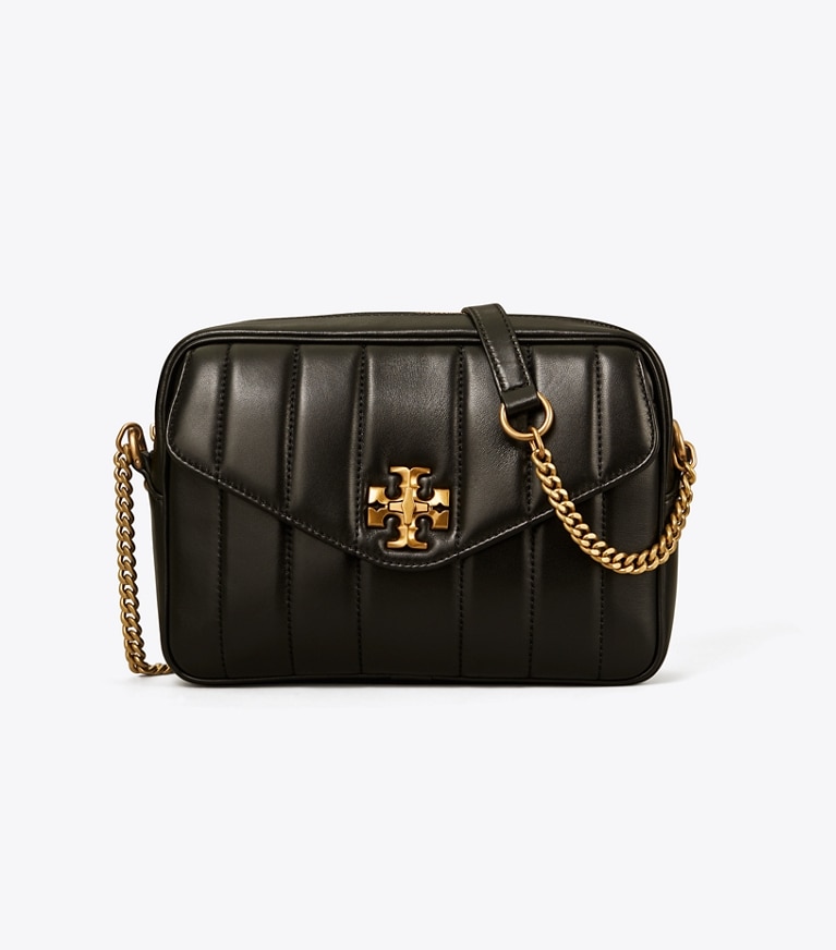 Tory Burch designer crossbody bags Kira Quilted Camera Bag in Black angle