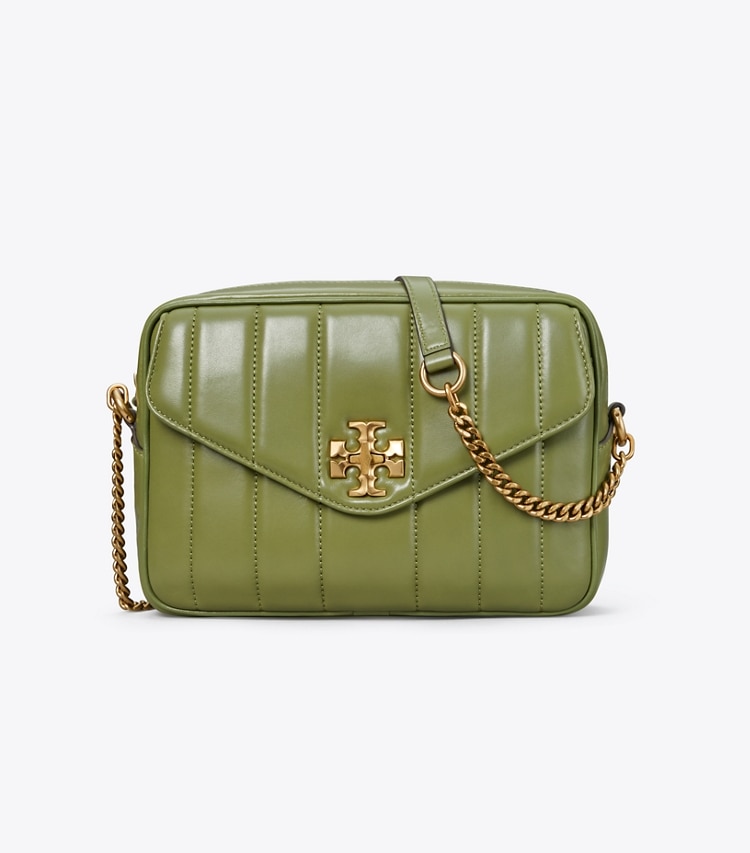 Tory Burch designer crossbody bags Kira Quilted Camera Bag in Daphne / Rolled Gold front