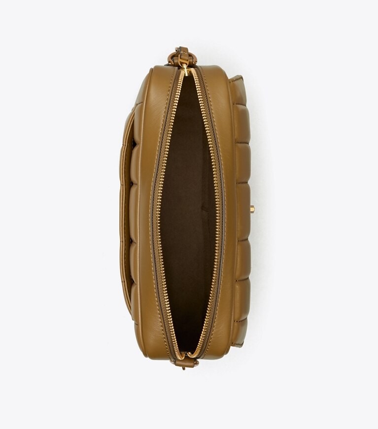 Tory Burch designer crossbody bags Kira Quilted Camera Bag in TOASTED SESAME overhead