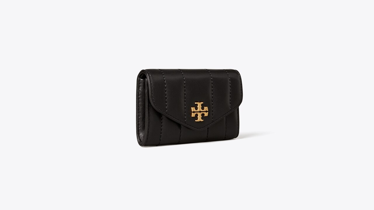 Kira of Tory Burch - Black quilted patina leather bag with flap for women