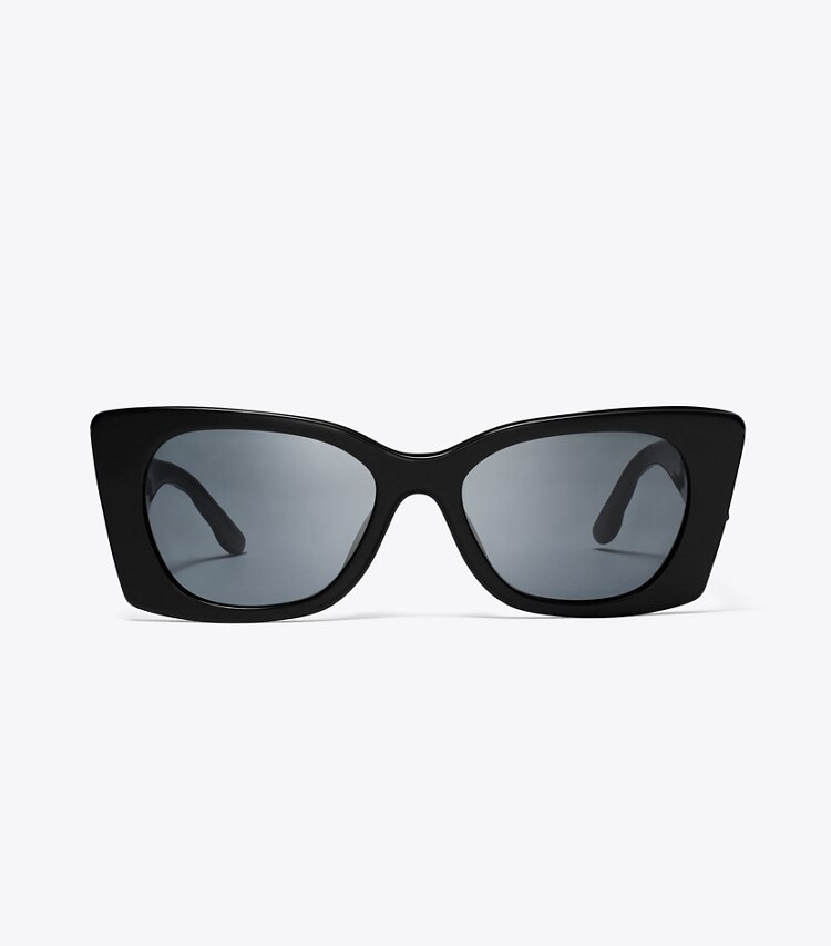 Tory Burch designer sunglasses & eyewear Kira Quilted Geometric Sunglasses in BLACK/SOLID GREY front