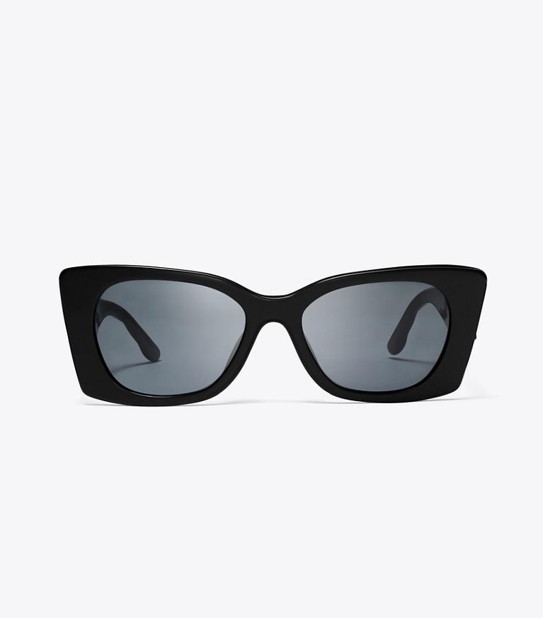 Tory Burch designer sunglasses & eyewear Kira Quilted Geometric Sunglasses in BLACK/SOLID GREY front