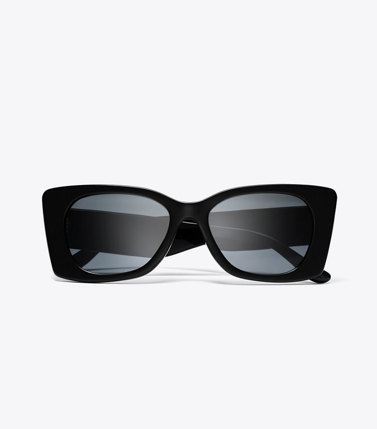 Tory Burch designer sunglasses & eyewear Kira Quilted Geometric Sunglasses in BLACK/SOLID GREY overhead