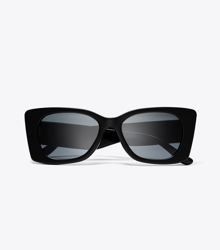 Tory Burch designer sunglasses & eyewear Kira Quilted Geometric Sunglasses in BLACK/SOLID GREY front