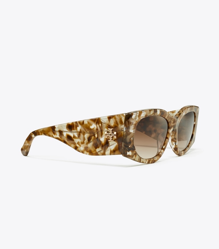 Tory Burch designer occhiali da vista & da sole Kira Rectangle Sunglasses in CLEAR BROWN TORT/BROWN GRADIENT front