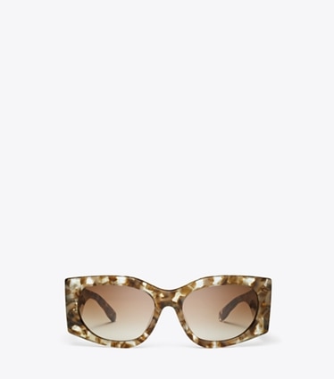 Tory Burch designer occhiali da vista & da sole Kira Rectangle Sunglasses in CLEAR BROWN TORT/BROWN GRADIENT front