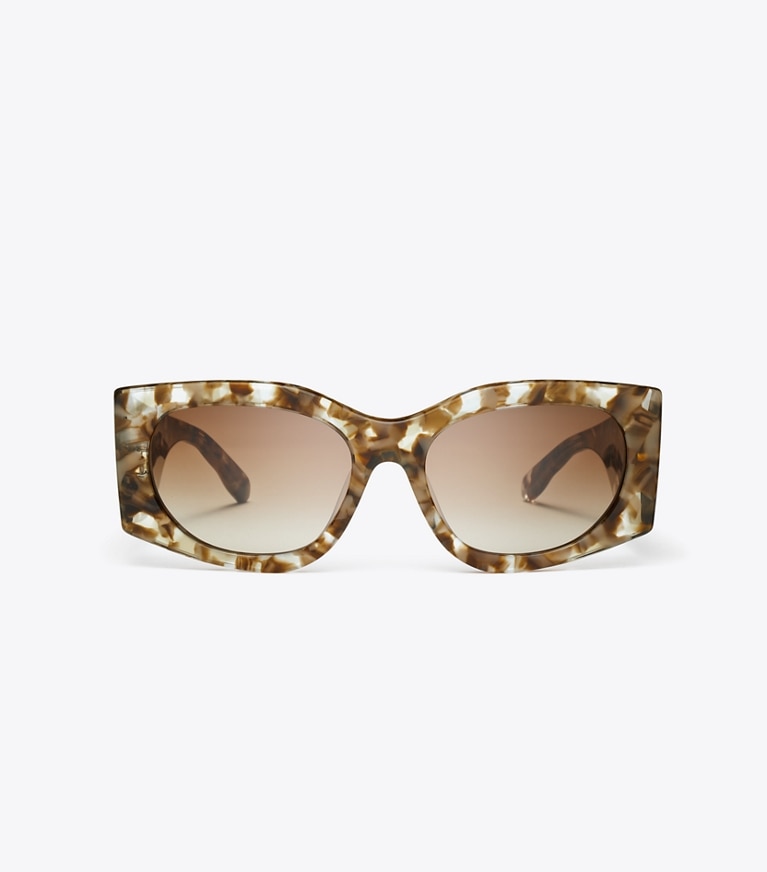 Tory Burch designer occhiali da vista & da sole Kira Rectangle Sunglasses in CLEAR BROWN TORT/BROWN GRADIENT front