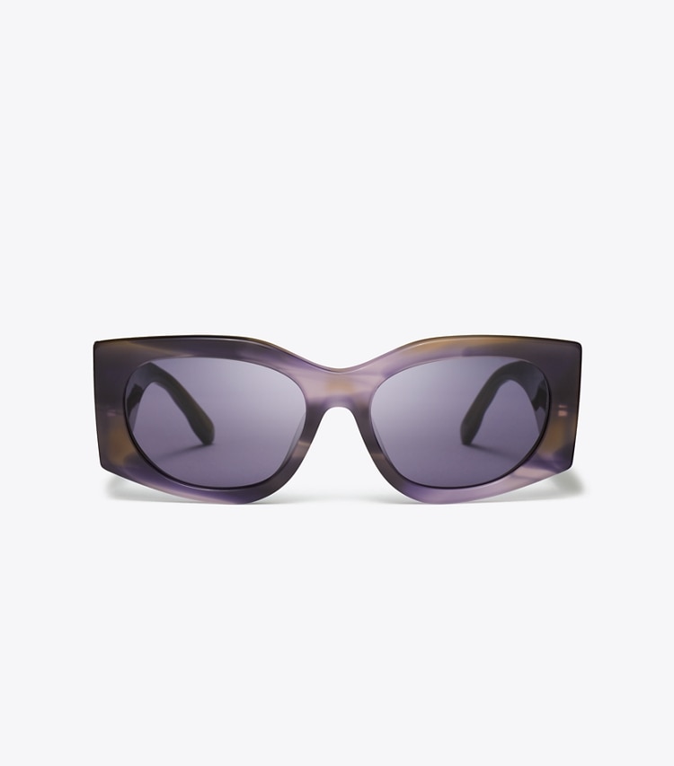 Tory Burch designer sunglasses & eyewear Kira Rectangle Sunglasses in PURPLE STRIATED/PURPLE front