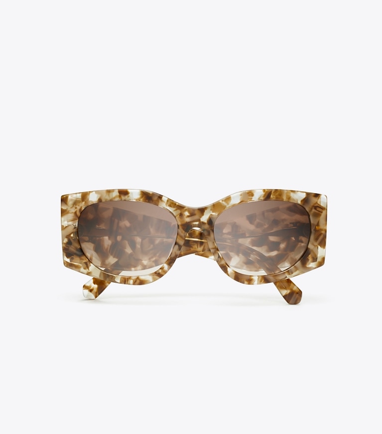 Tory Burch designer occhiali da vista & da sole Kira Rectangle Sunglasses in CLEAR BROWN TORT/BROWN GRADIENT front