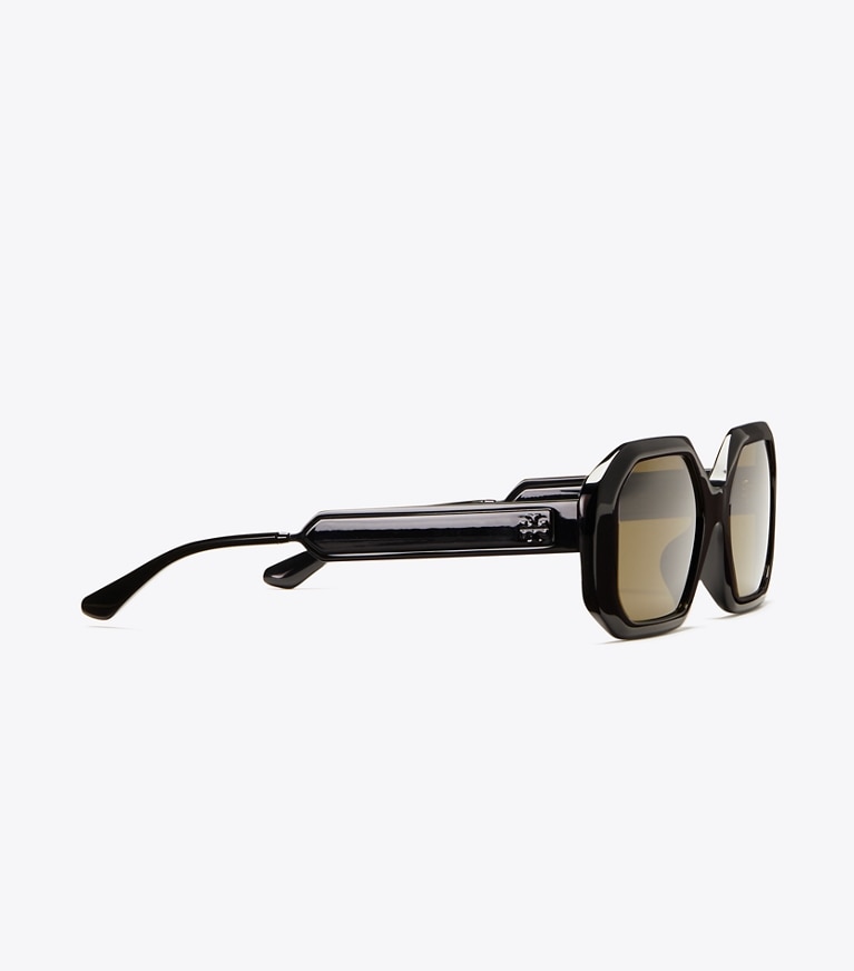 Tory Burch designer sunglasses & eyewear Kira Rectangular Sunglasses in BLACK/BLACK front
