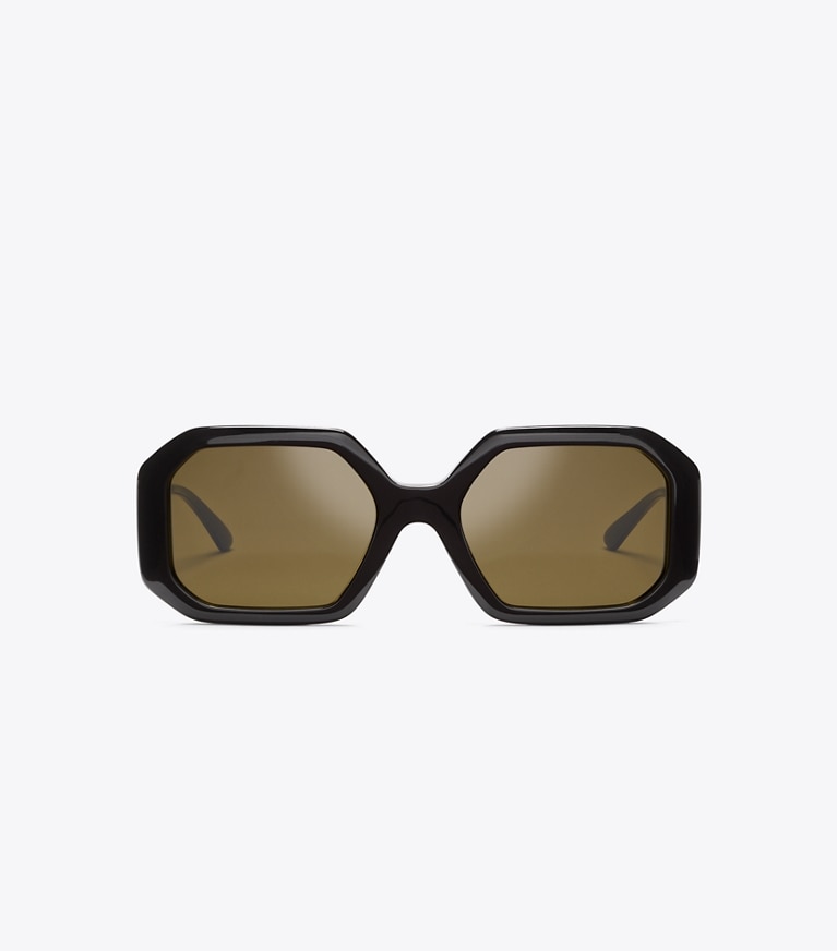 Tory Burch designer sunglasses & eyewear Kira Rectangular Sunglasses in BLACK/BLACK front