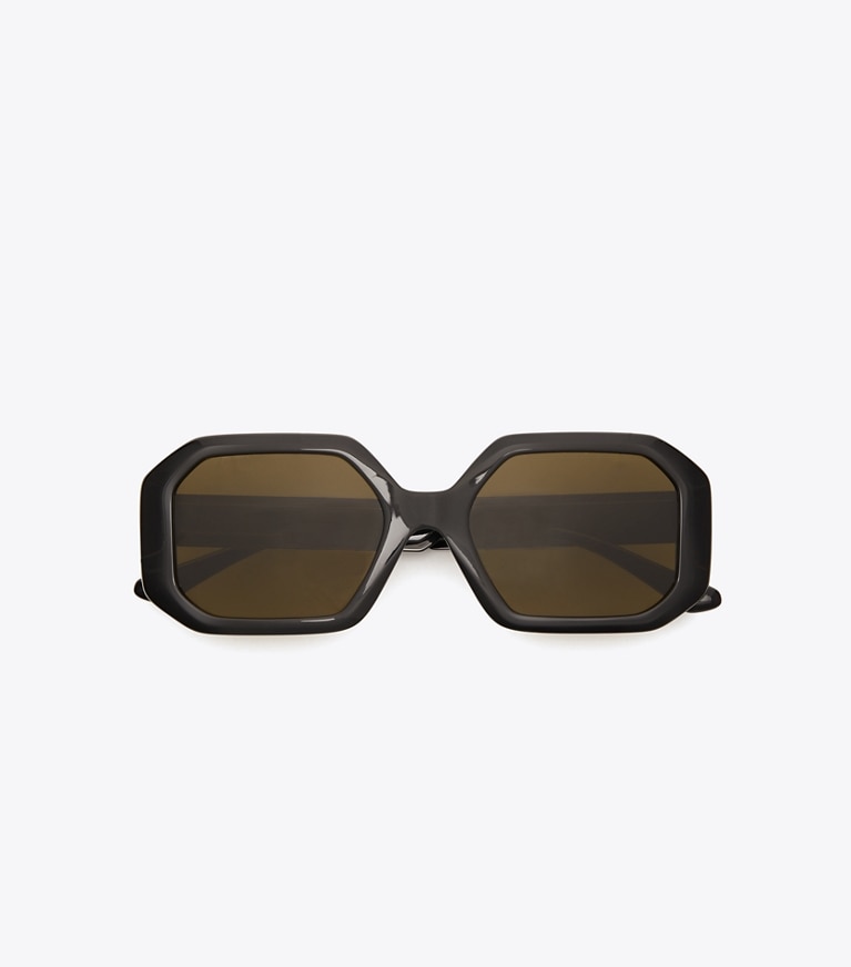 Tory Burch designer sunglasses & eyewear Kira Rectangular Sunglasses in BLACK/BLACK front