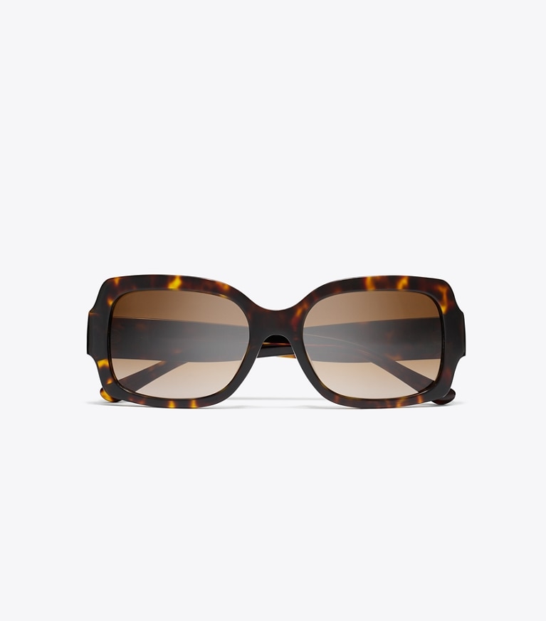 Tory Burch designer sunglasses & eyewear Kira Rectangular Sunglasses in Tortoise front