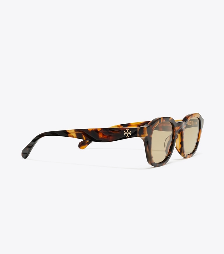 Tory Burch designer sunglasses & eyewear Kira Round Sunglasses in TORTOISE/YELLOW detail