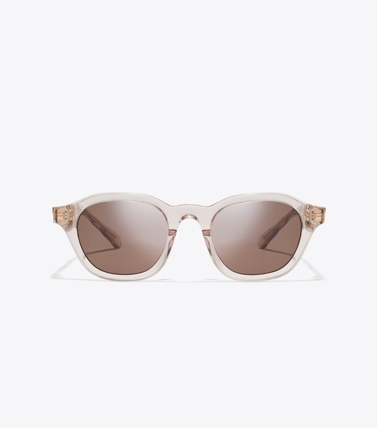 Tory Burch designer sunglasses & eyewear Kira Round Sunglasses in TRANSPARENT BEIGE/BROWN front