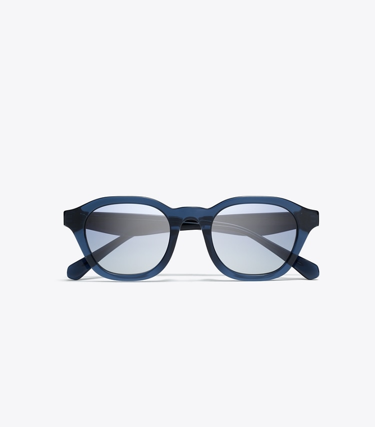 Tory Burch designer sunglasses & eyewear Kira Round Sunglasses in TRANSPARENT BLUE/BLUE GRADIENT overhead