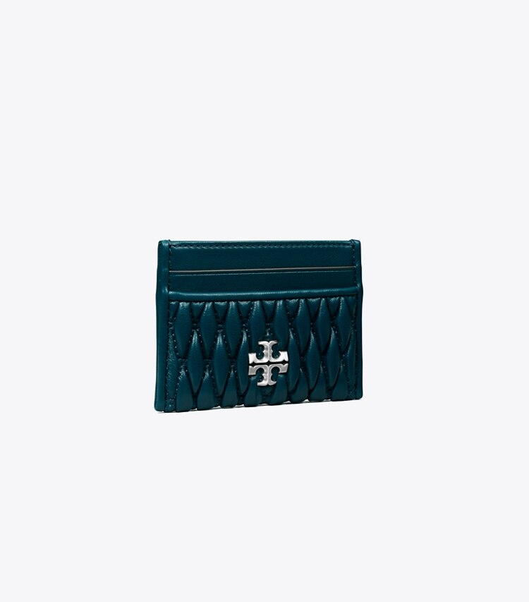 Tory Burch designer card cases Kira Ruched Card Case in Teal Night angle