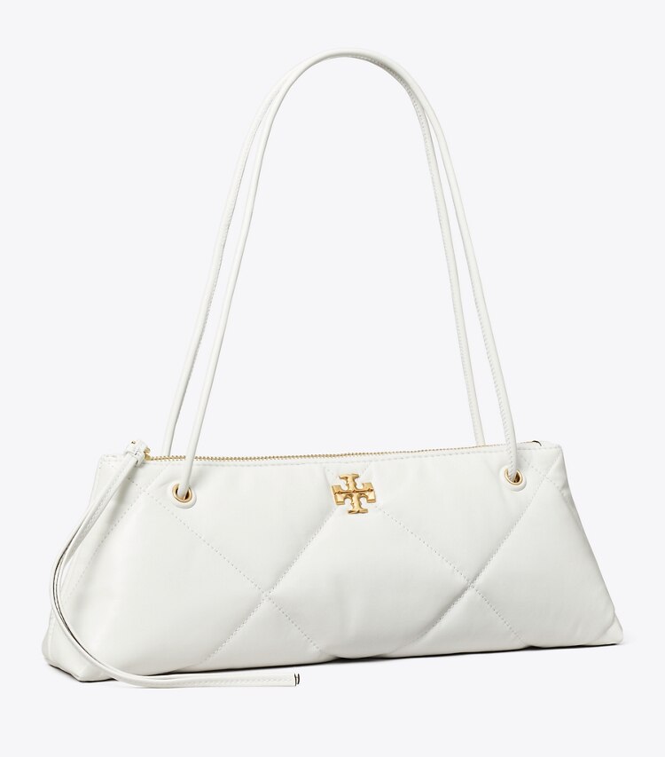 Tory Burch designer schultertaschen Kira Schultertasche im Querformat mit Rautensteppung in Blanc angle