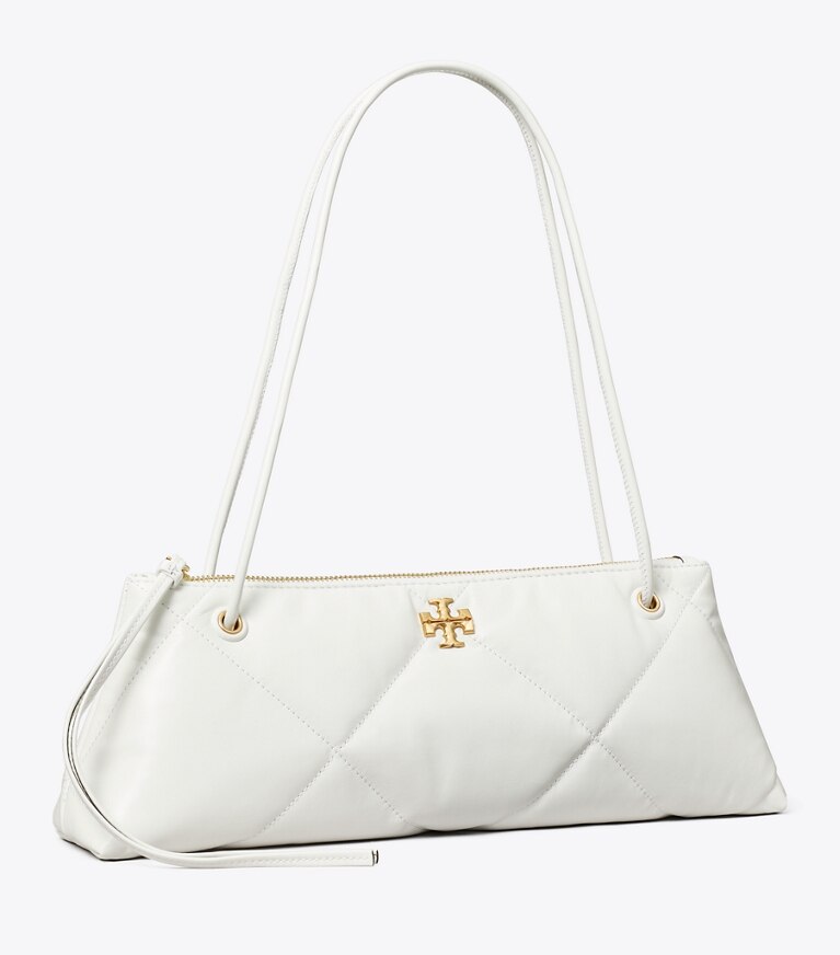 Tory Burch designer schultertaschen Kira Schultertasche im Querformat mit Rautensteppung in Blanc angle