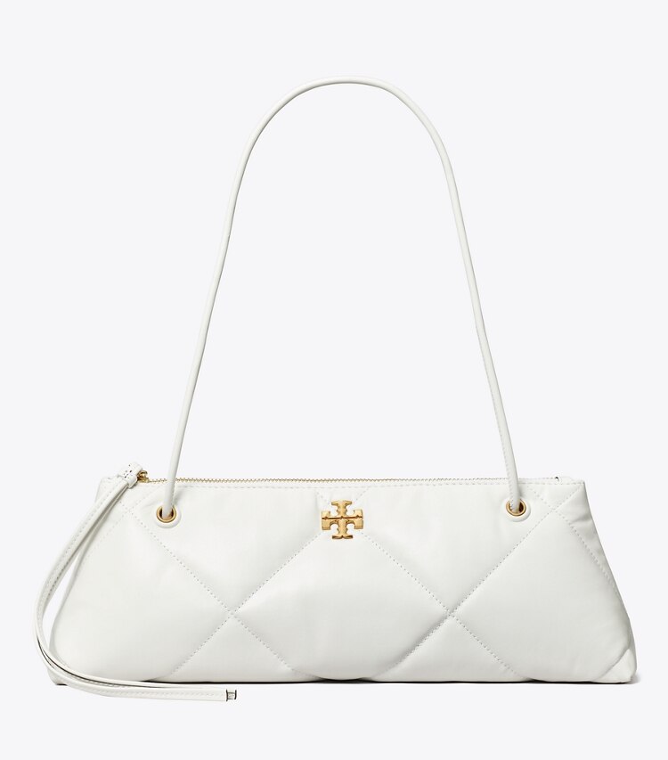 Tory Burch designer schultertaschen Kira Schultertasche im Querformat mit Rautensteppung in Blanc front